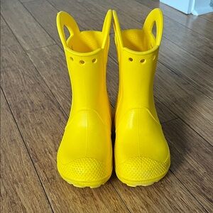 Unisex Gently Used CROCS Kids “Handle It”Yellow Rain Boots